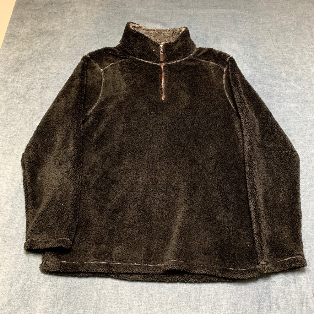 Trinity American Tradition Sherpa Fleece Jacket Mens L Black Quarter Zip Outdoor
